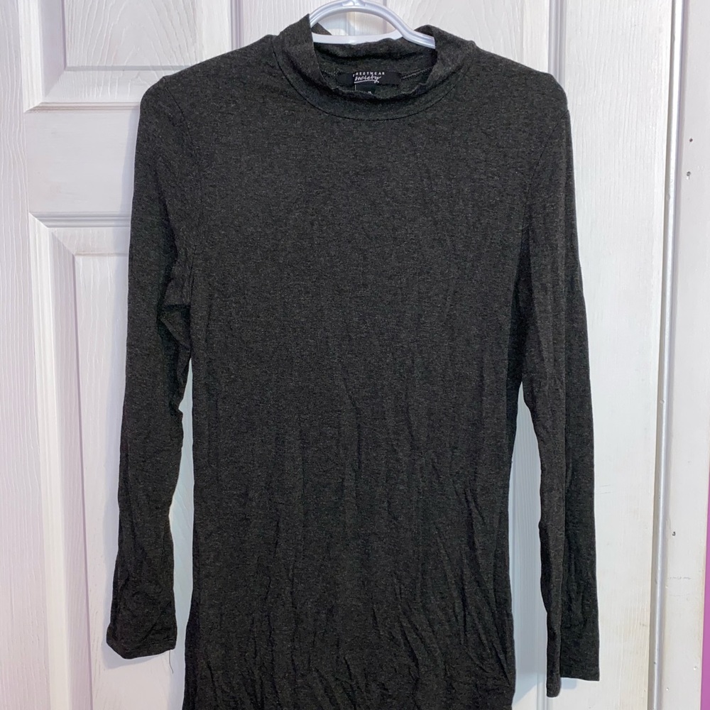 Grey Mock Neck Midi Dress